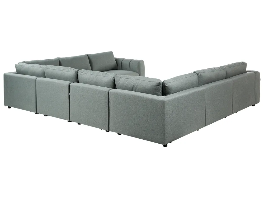 Modular U-Shape Sofa 8 Seater KIVVIK Fabric Green_1045890
