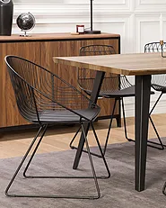 Set of 2 Dining Chairs HARLAN Metal Black_1151210