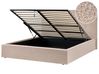 Bett mit Stauraum LORIENT Bouclé Beige 160 x 200 cm