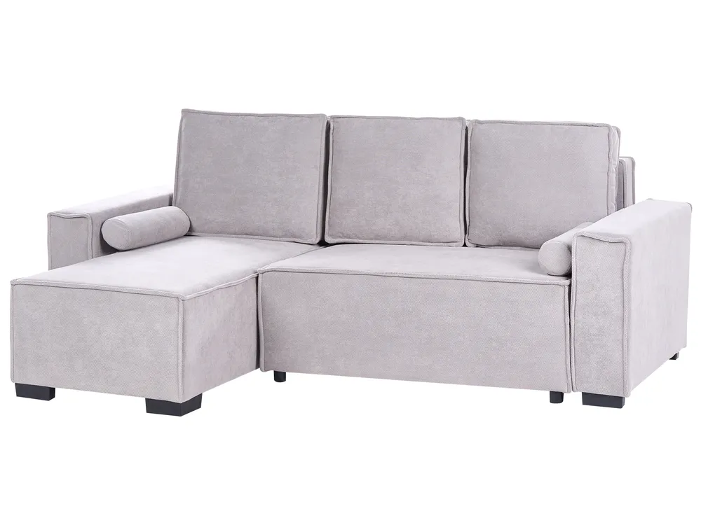 Eckschlafsofa 3-Sitzer EDANE mit Stauraum Stoff Grau rechtsseitig_1057165