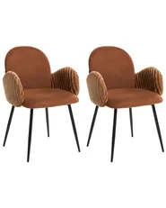 Set of 2 Dining Chairs AMITY Fabric Brown_1037328