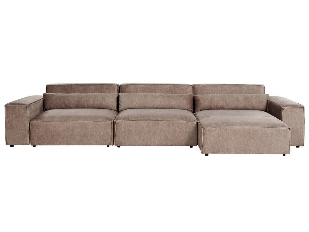 Modul Ecksofa 4-Sitzer HELLNAR Stoff Hellbraun linksseitig
