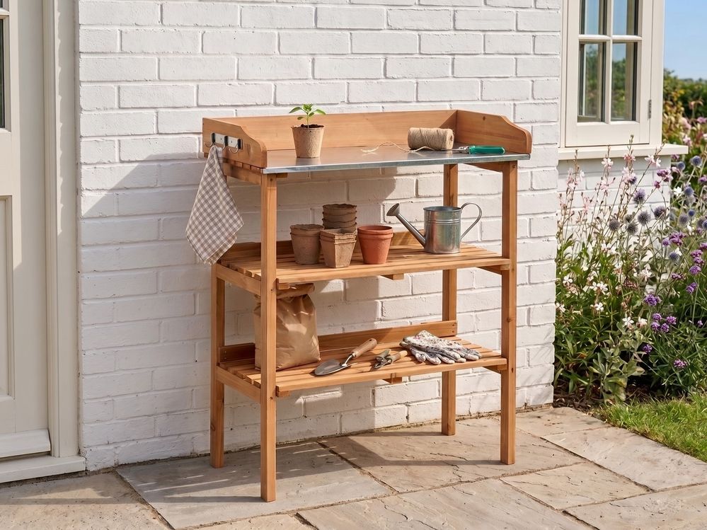 Pflanztisch ROSAZZA 76 cm 92 cm Tannenholz Hellbraun