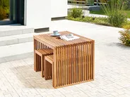Gartenmöbel Set mit Bänken und Hockern 4-Sitzer BELLANO Akazienholz Braun_922092