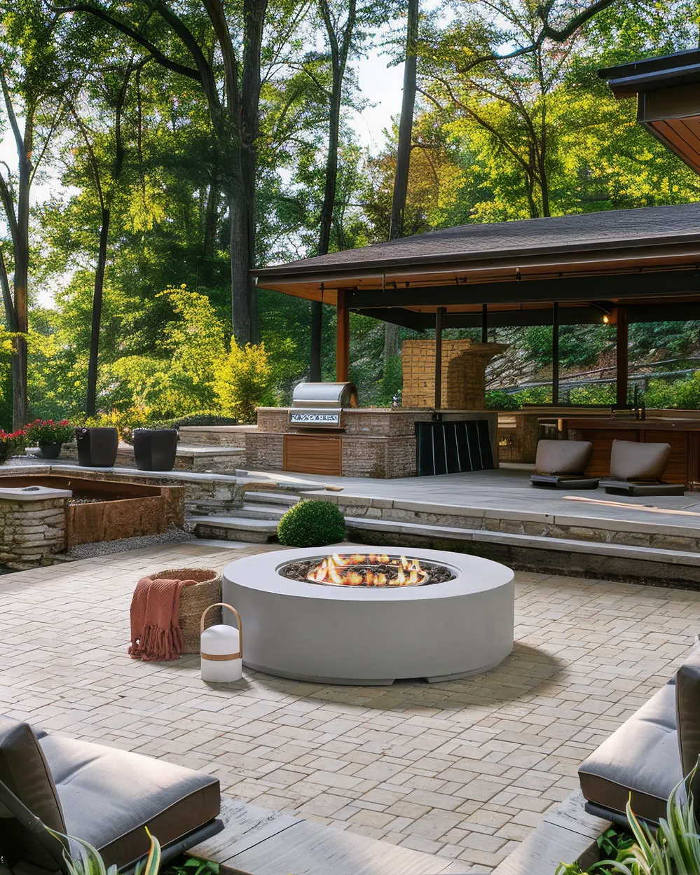 Gas Fire Pit PACAYA Concrete Light Grey