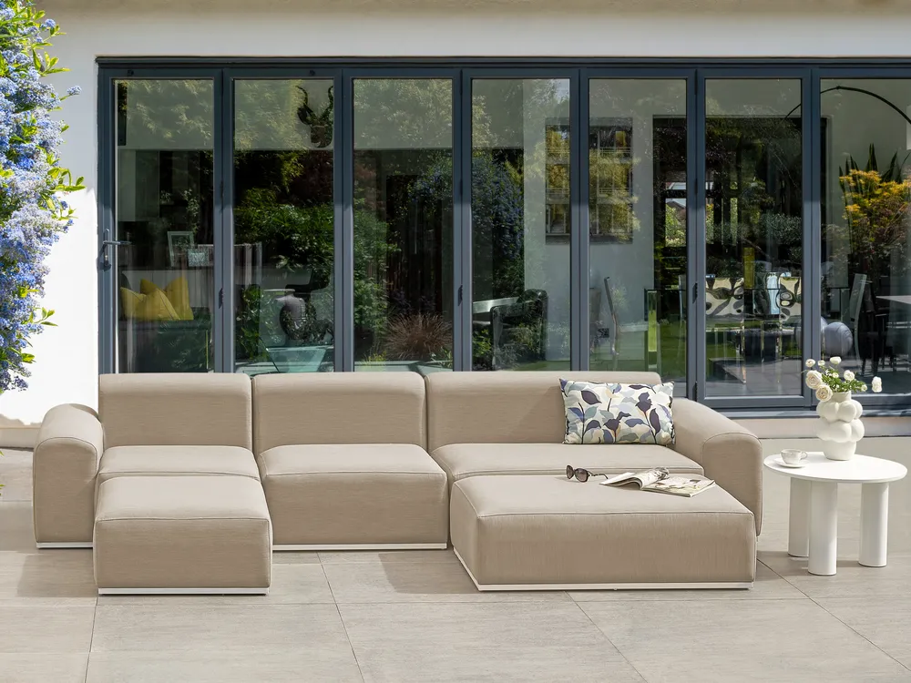 Garden Sofa with Ottoman 7 Seater BATTIFOLLO Modular Beige_933836