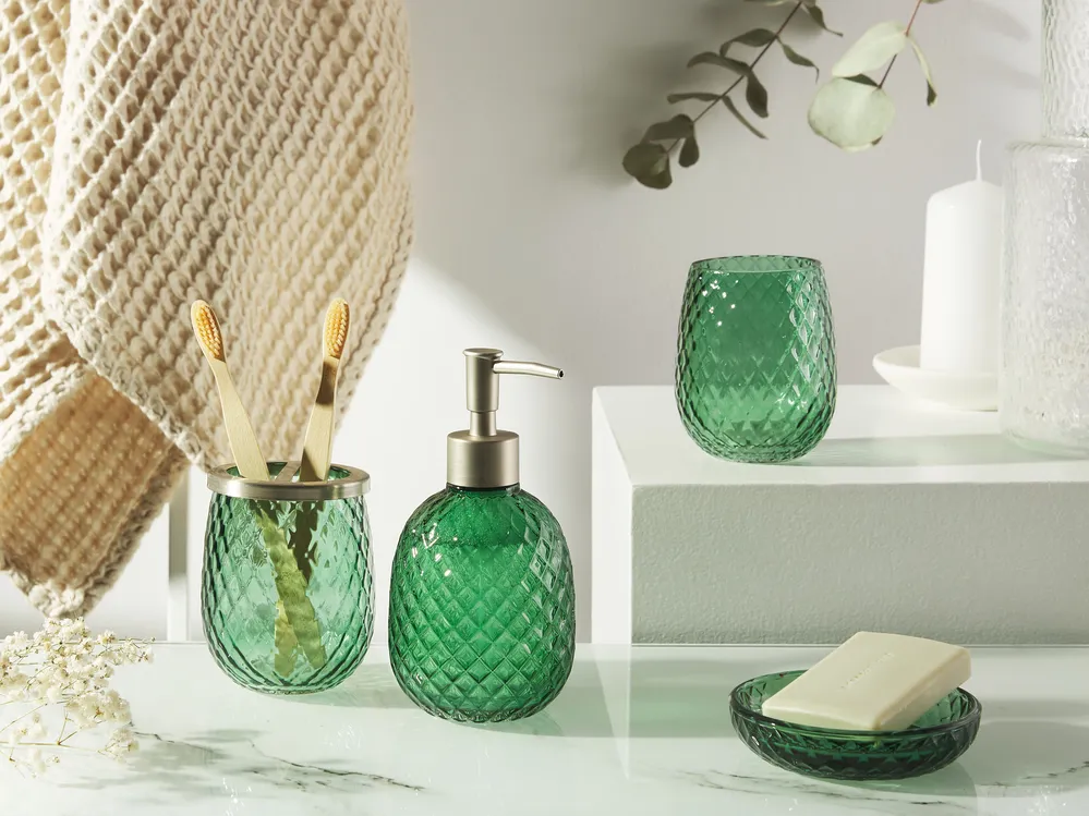 Badaccessoires Set 4-teilig CANOA Glas Grün