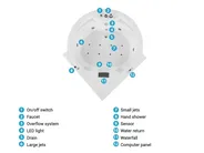 Corner Hot Tub with LED MILANO 1810 x 1500 mm with Built-In Bluetooth Speaker White_810835