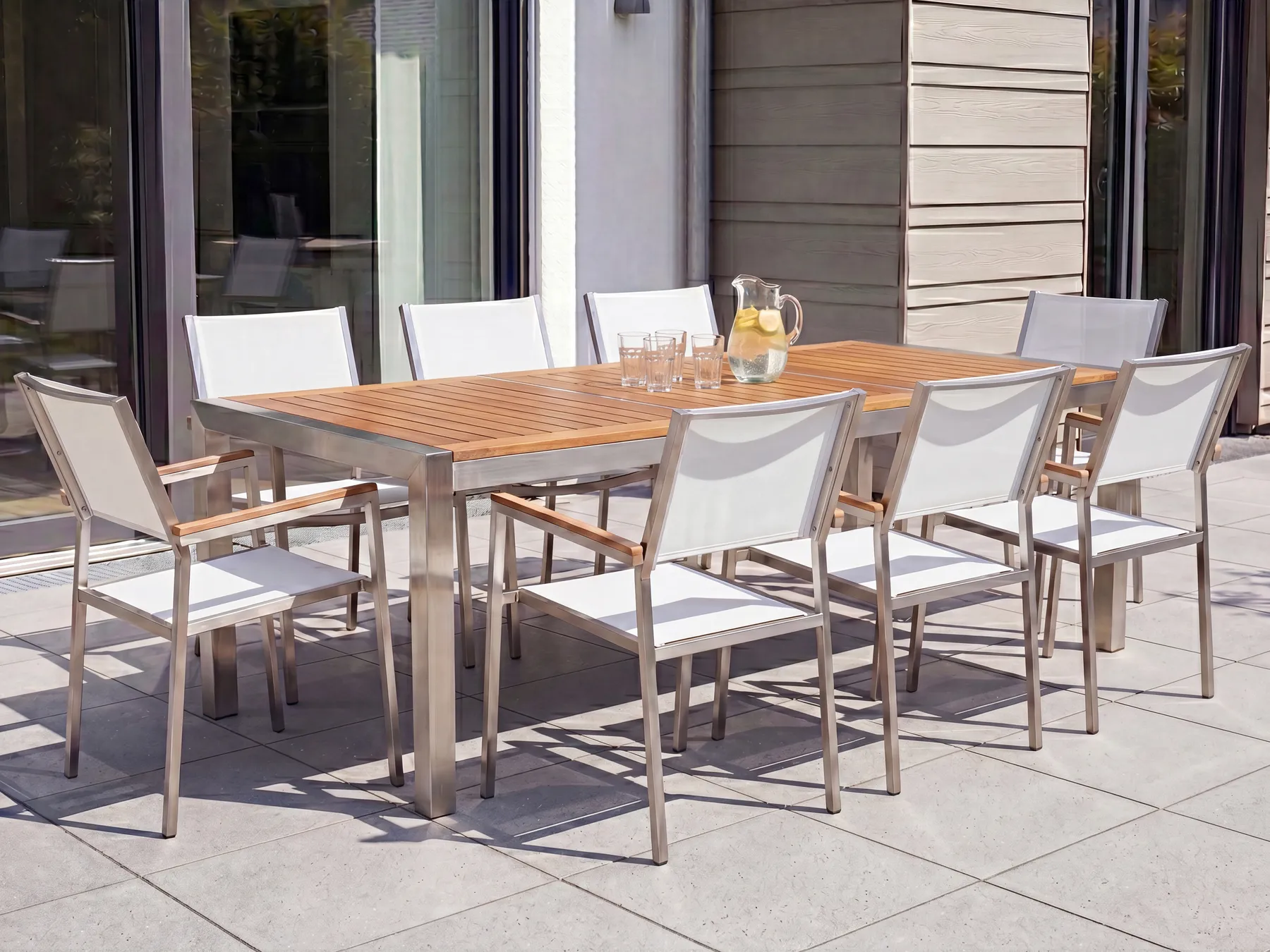 Garden Dining Set 8 Seater GROSSETO Eucalyptus Wood Brown/ White_768548