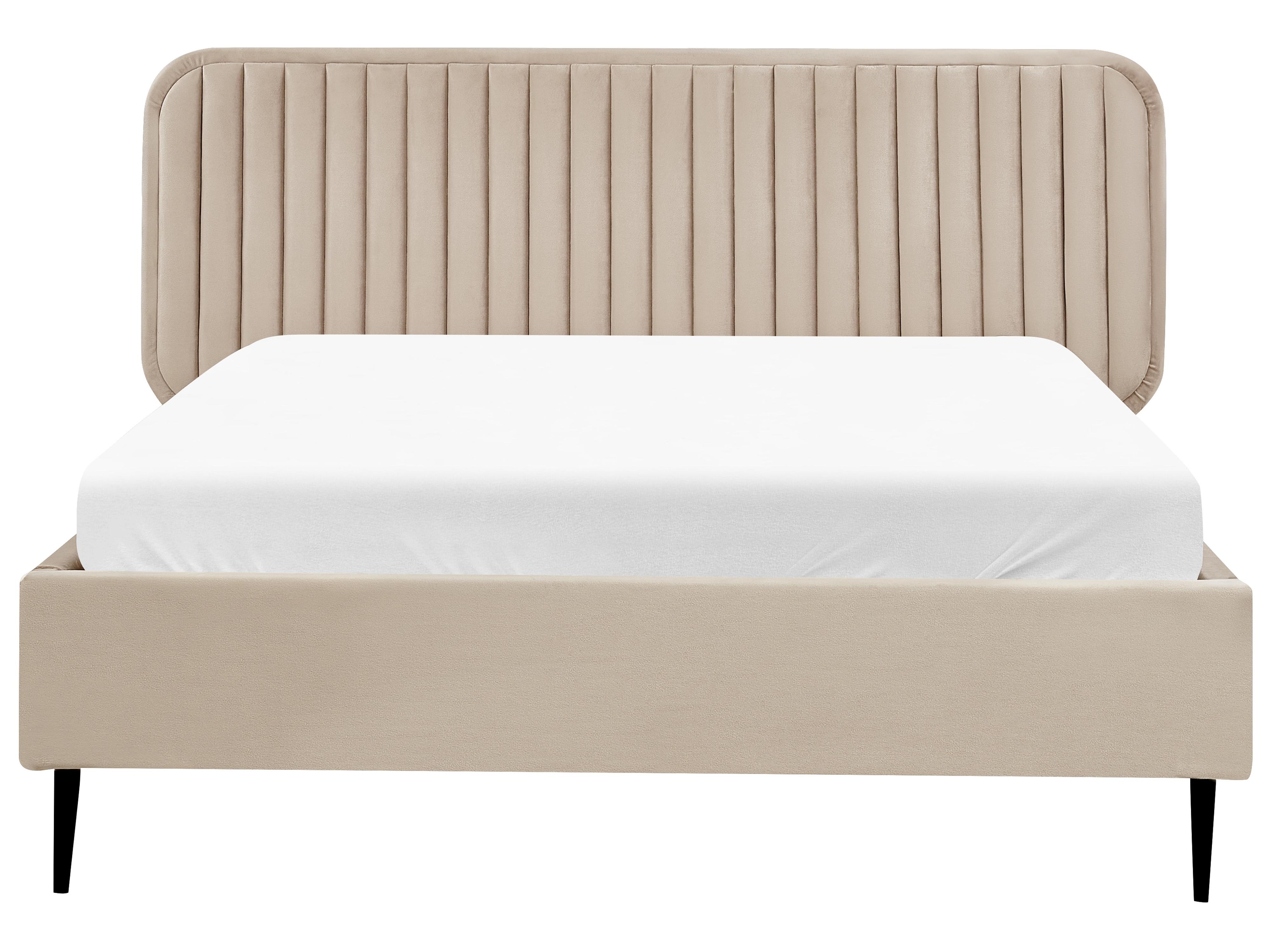 Bed Velvet BRIN 140 x 200 cm (EU Double) Taupe_942103