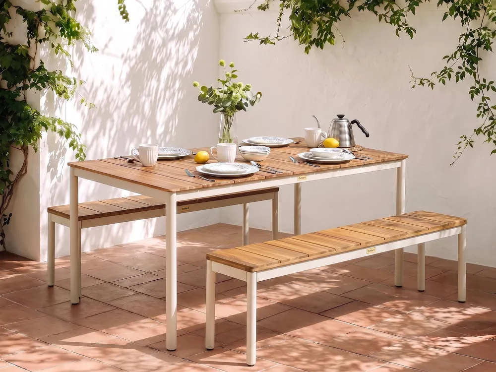 Gartenbänke 2er Set GIOVINAZZO 32 cm Akazienholz Braun