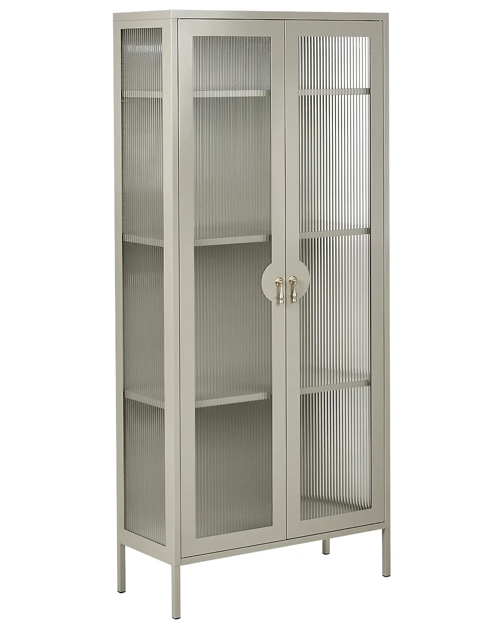 Vitrine mit Glastüren GLEORA Metall Hellbeige