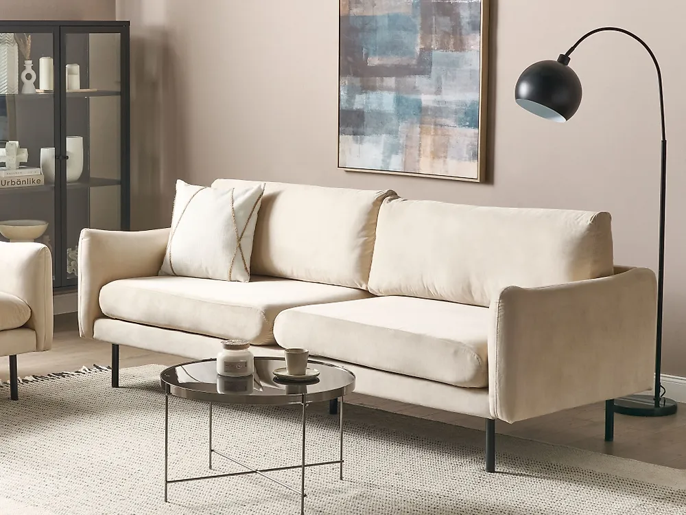 Sofa 3-Sitzer VINTERBRO Samtstoff Hellbeige_1187166