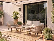 Garden Lounge Set with Table 4 Seater CORINTH PE Rattan Natural_1156830
