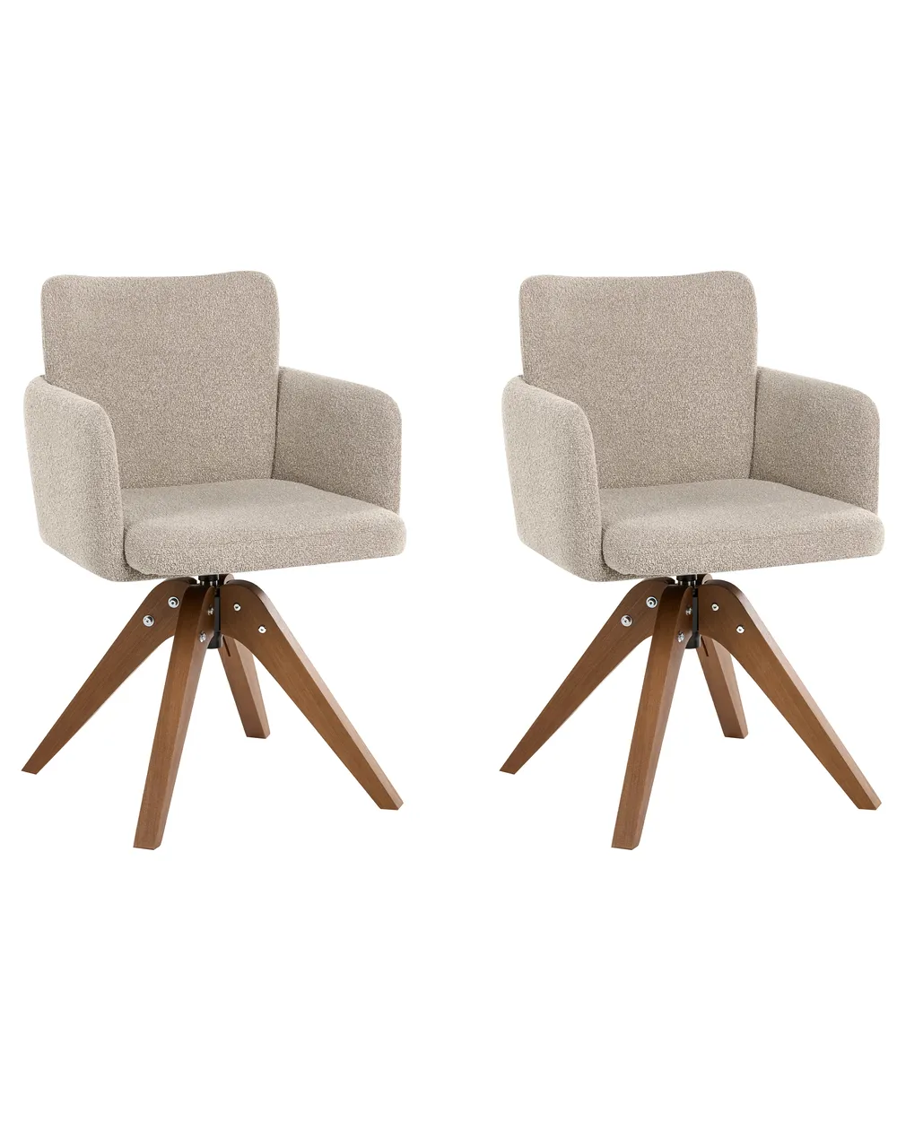 Set of 2 Dining Chairs Swivel EVELYN Boucle Beige_1125693