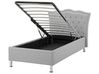 Bett mit Stauraum METZ Stoff Hellgrau 90 x 200 cm