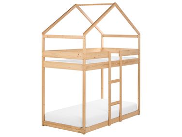 Hochbett Haus Kiefernholz LABATUT 90 x 200 cm Hellbraun | Beliani.de