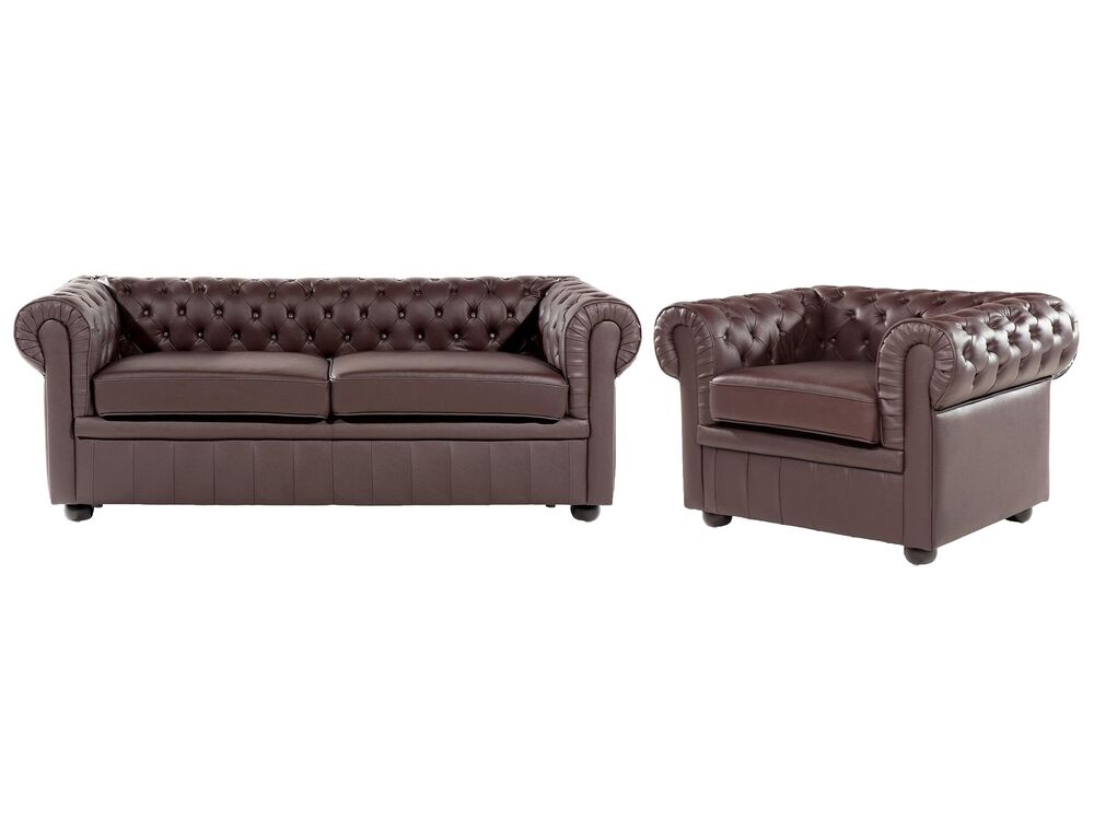 Bankenset 4-zits CHESTERFIELD Leer Bruin