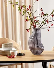 Flower Vase MYRSINA 36 cm Glass Grey_868870