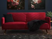 Schlafsofa 3-Sitzer SENJA Samtstoff Dunkelrot_707267