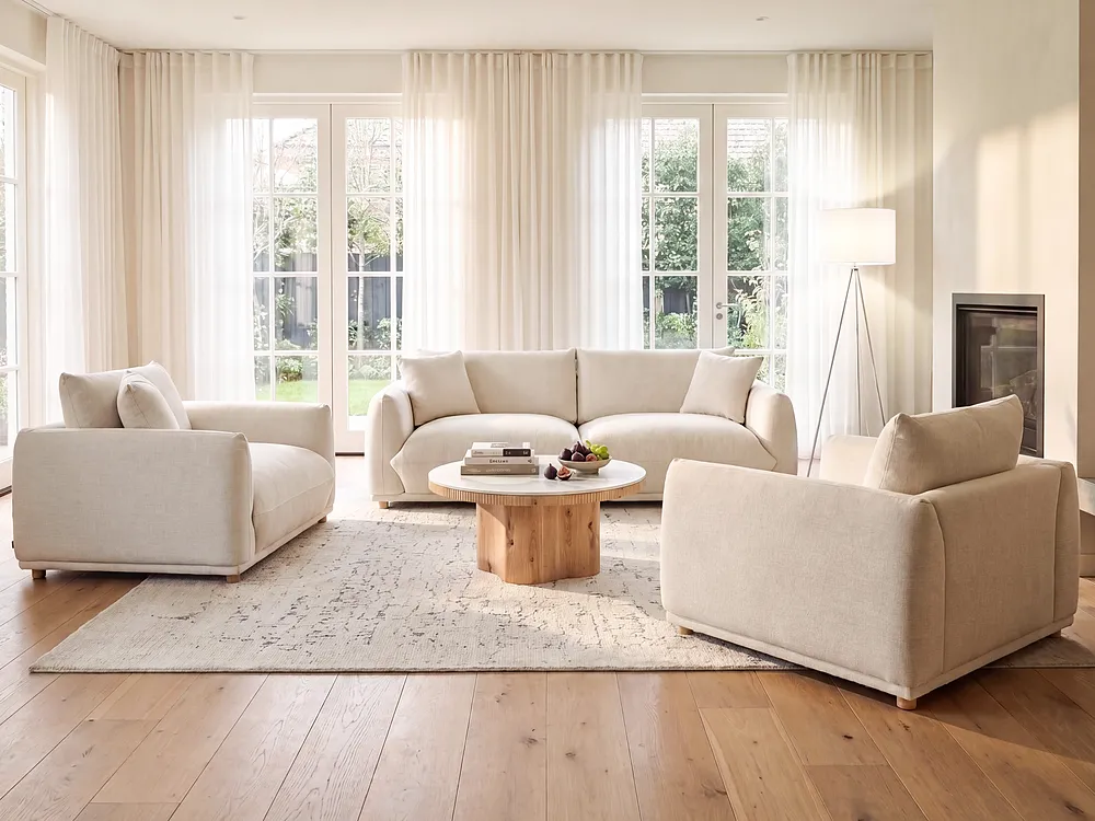 Sofa 3-Sitzer LUVOS Stoff Hellbeige_1159107