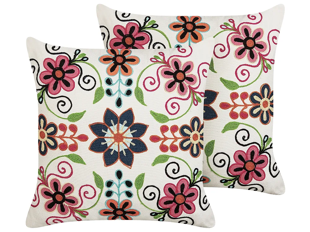 Dekokissen 2er Set BAHRAICH 50 x 50 cm Baumwolle Bunt Blumenmuster