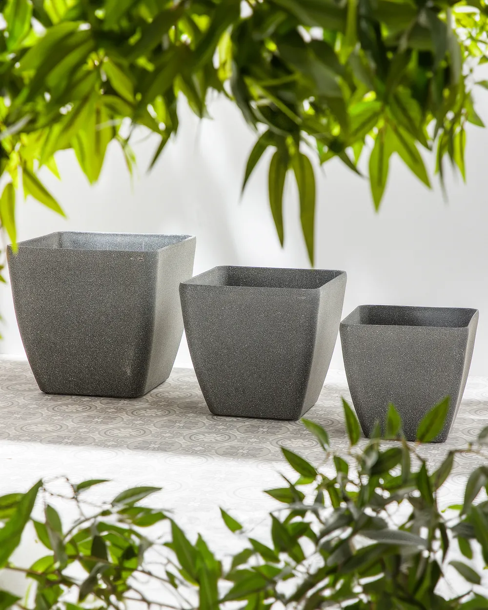 Set mit 2 Blumentöpfen ZELI 42 cm Dunkelgrau