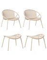 Set of 2 Garden Chairs CASPERIA with Footstool Light Beige
