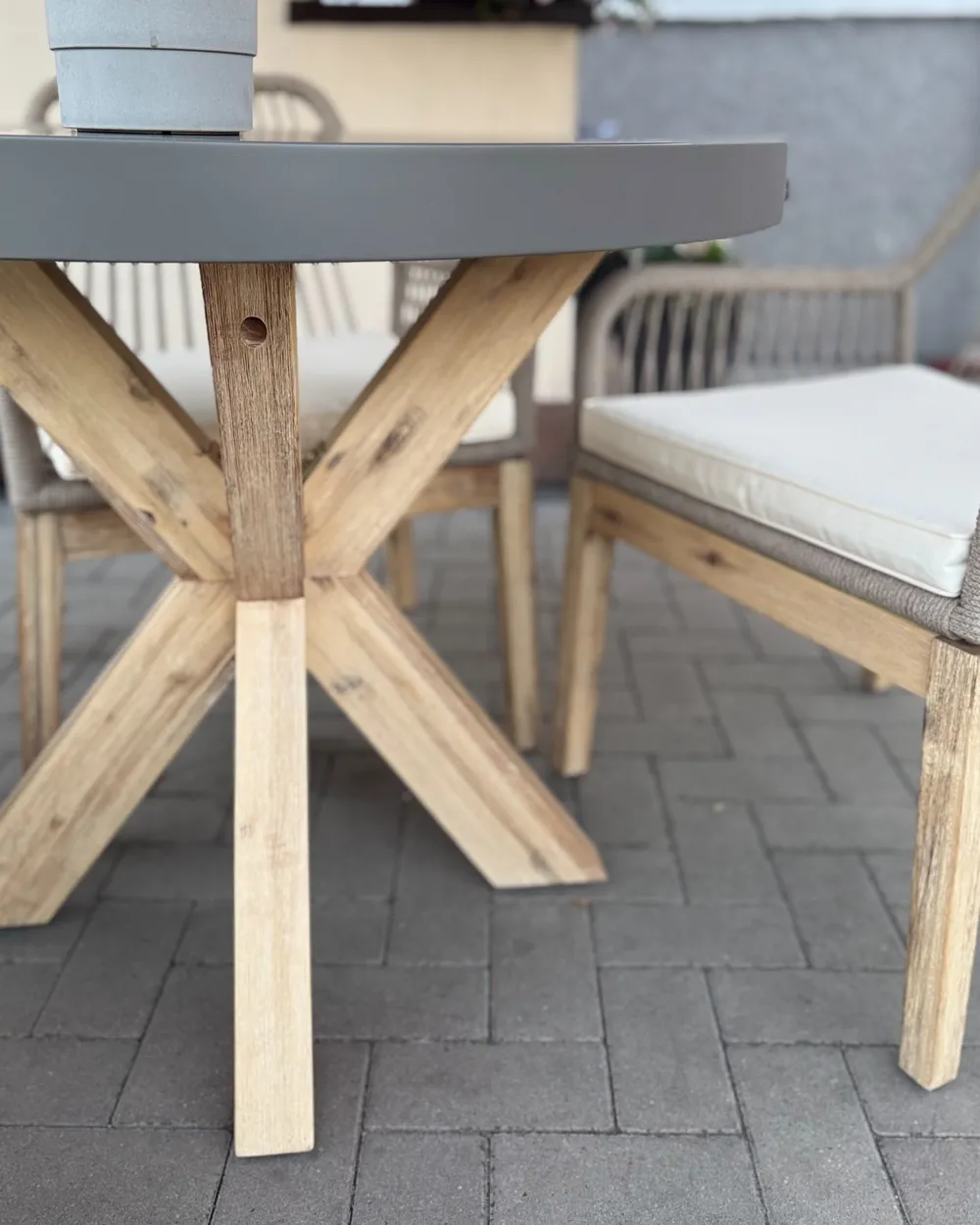 Gartenmöbel Set 4-Sitzer OLBIA inkl. Kissen Beton Beige_1018197