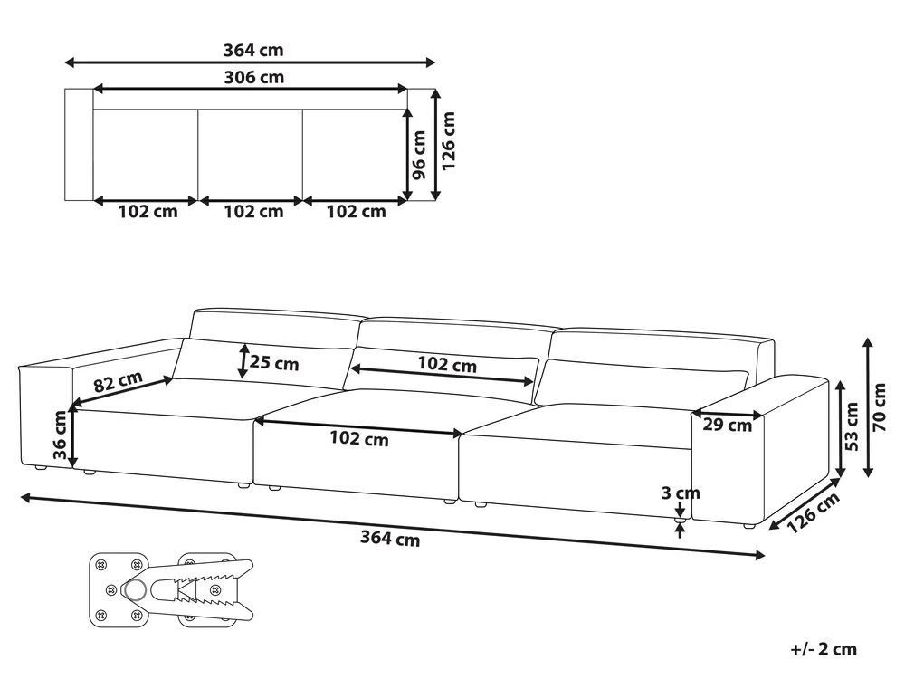 Modular Sofa 3 Seater HELLNAR Boucle Off-White_911217