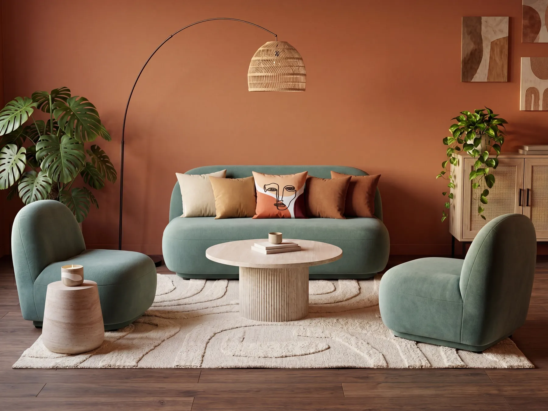 Sofa Set 4-Sitzer LOVBERG Stoff Hellgrün_1071778