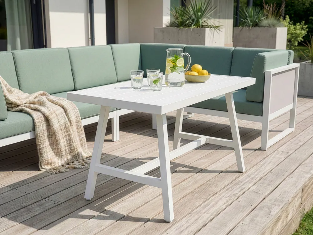 Garden Corner Sofa with Table 6 Seater CASTELLA/FRATTE Metal Green Left Hand_1044244