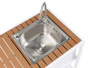 Outdoor-Küche mit Spüle AVETRANA Braun / Weiß Metall_987553