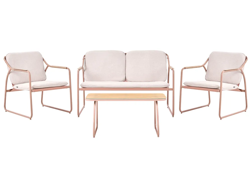 Lounge Set mit Tisch 4-Sitzer CALASCIO Metall Hellbeige