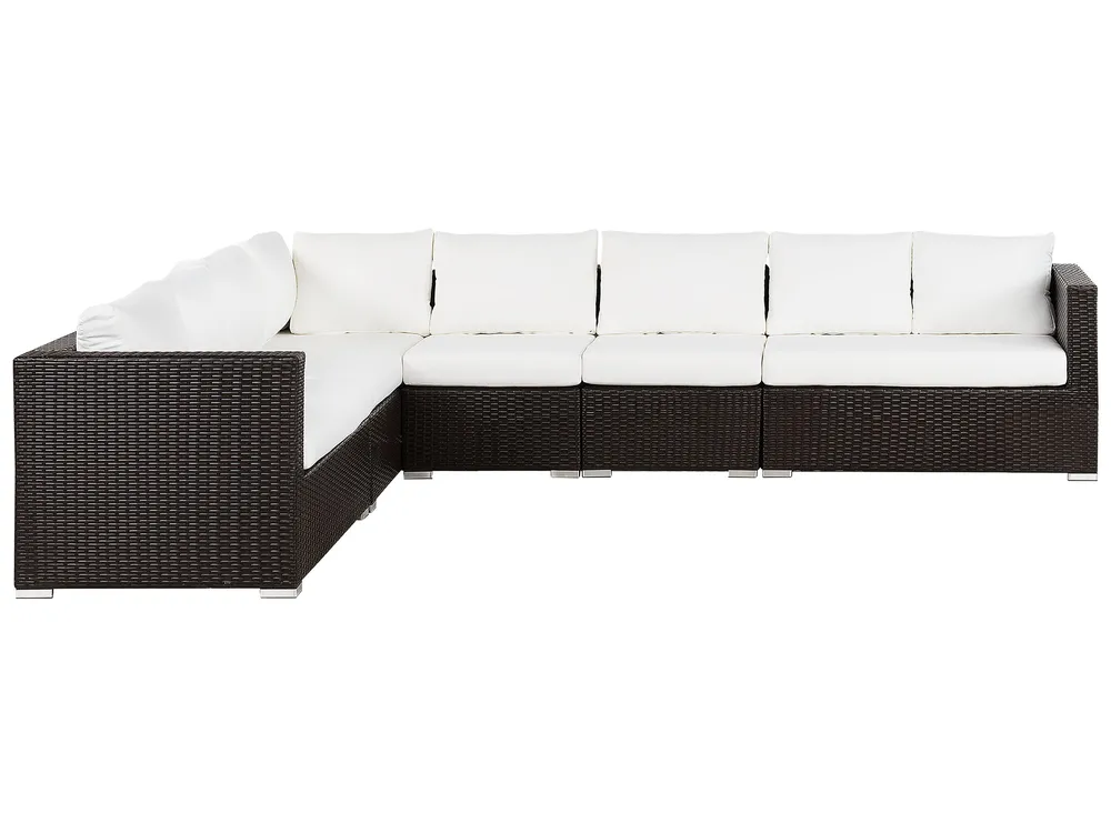 Lounge Set mit Tisch 8-Sitzer XXL modular Polyrattan Dunkelbraun rechtsseitig_749966