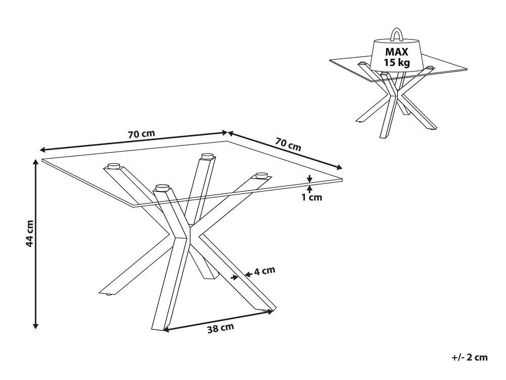 Coffee Table STARLIGHT Tempered Glass Gold_817078