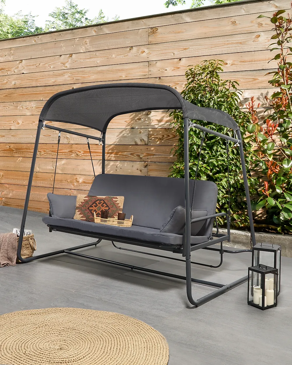 Patio Swing MARSCIANO Metal Dark Grey_961261