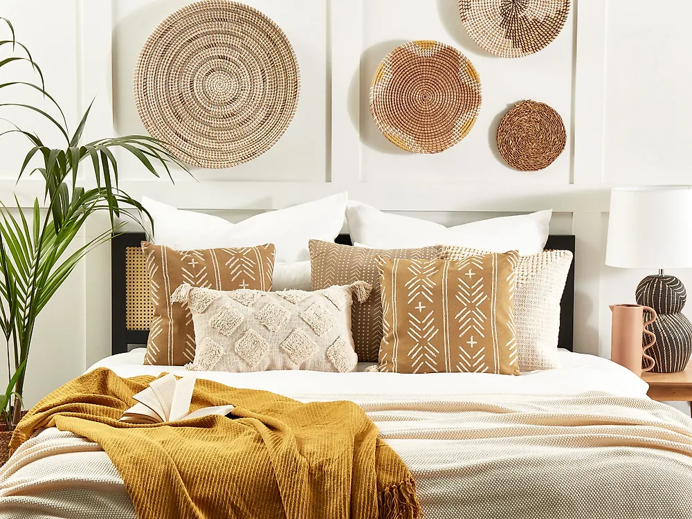 Dekokissen 2er Set BANYAN 45 x 45 cm Baumwolle Beige Geometrisches Muster_1179859