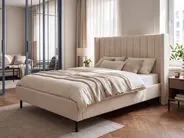 Bed Boucle VILLETTE 140 x 200 cm (EU Double) Beige_1153759