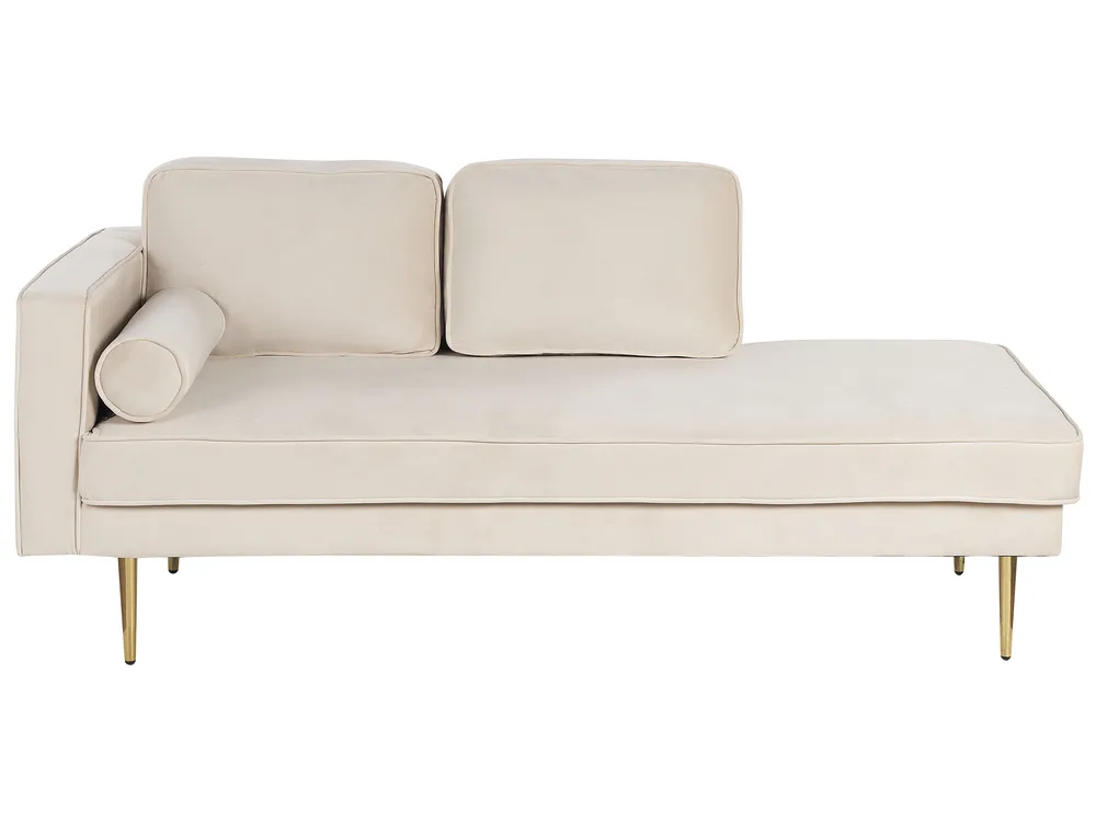 Linksseitige Chaiselongue MIRAMAS Samtstoff Beige