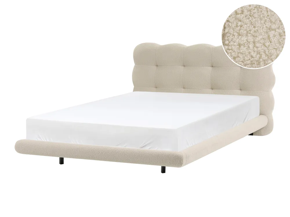 Bett mit Lattenrost Bouclé SOULISSE 120 x 200 cm Beige