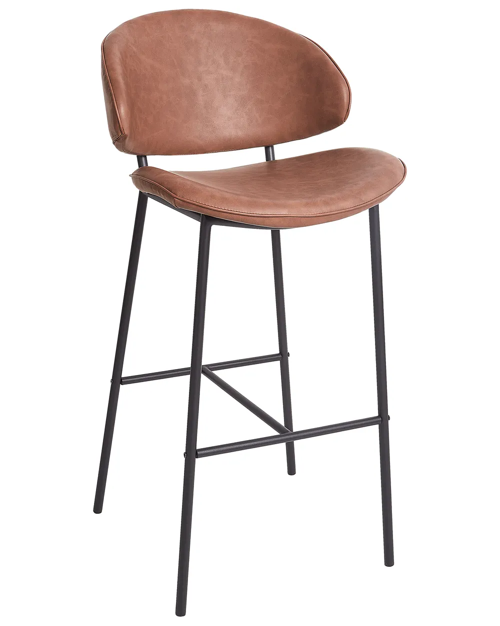 Set of 2 Bar Chairs KIANA Faux Leather Brown_939018