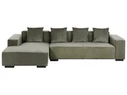 Corner Sofa 4 Seater LUNGO Corduroy Green Right Hand_962315