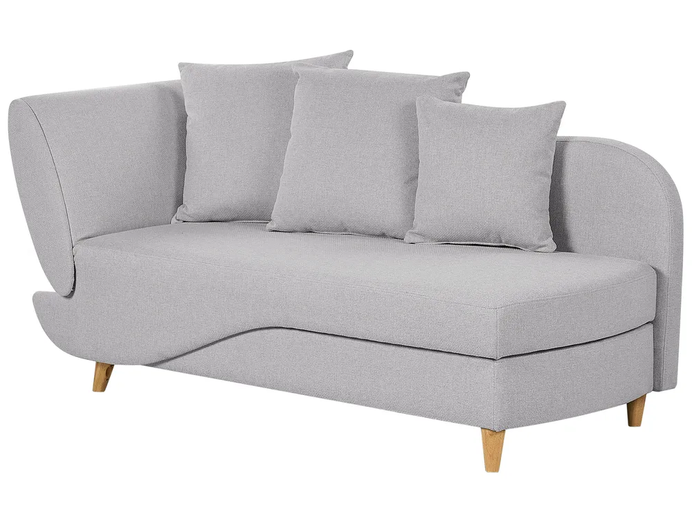 Linksseitige Chaiselongue MERI mit Stauraum Kunstleinen Hellgrau_881196