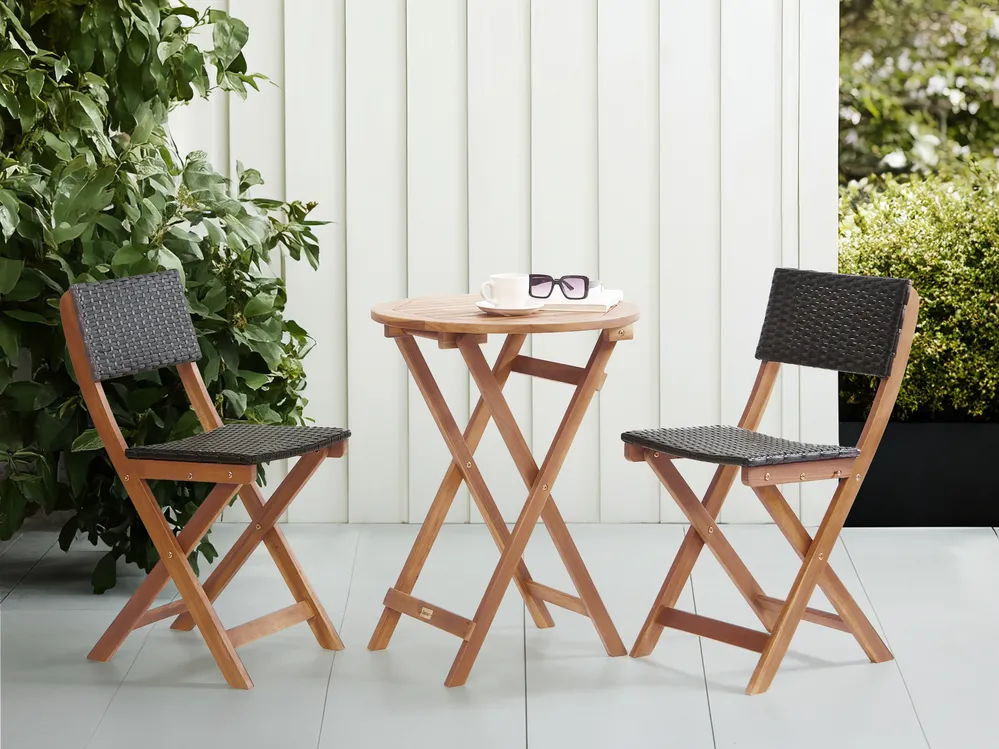 Bistro Set RIVAROTTA Akazienholz Braun / Schwarz