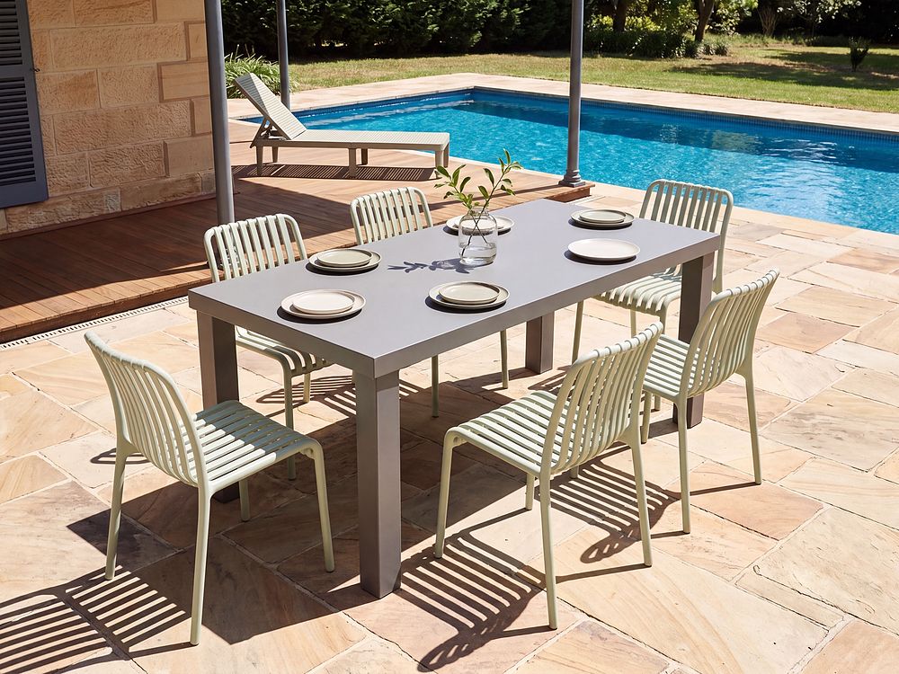 Garden Dining Table TARANTO 180 cm 90 cm Concrete Grey