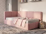 Tagesbett Stoff JACOU 90 x 200 cm mit Stauraum linksseitig Rosa_1091068