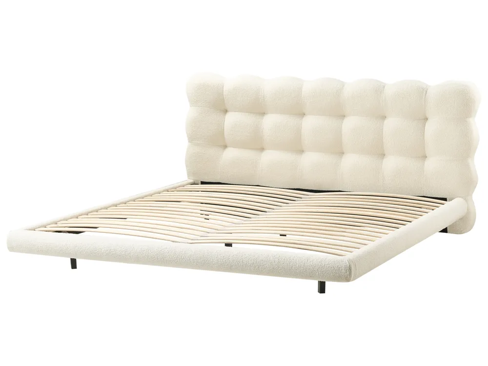 Bett mit Lattenrost Bouclé SOULISSE 180 x 200 cm Cremeweiß_992687