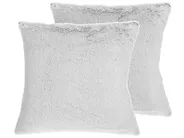 Set of 2 Decorative Cushions CLEMATIS 45 x 45 cm Faux Fur Light Grey Solid_770163