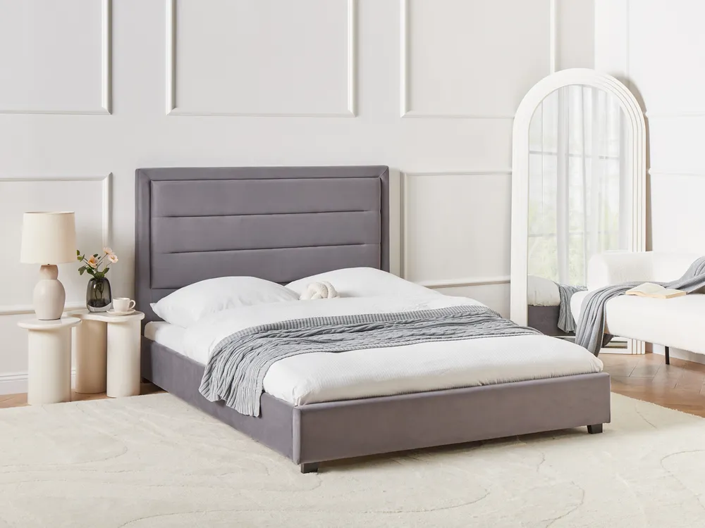 Bett mit Lattenrost Samtstoff ROUEN 140 x 200 cm Dunkelgrau